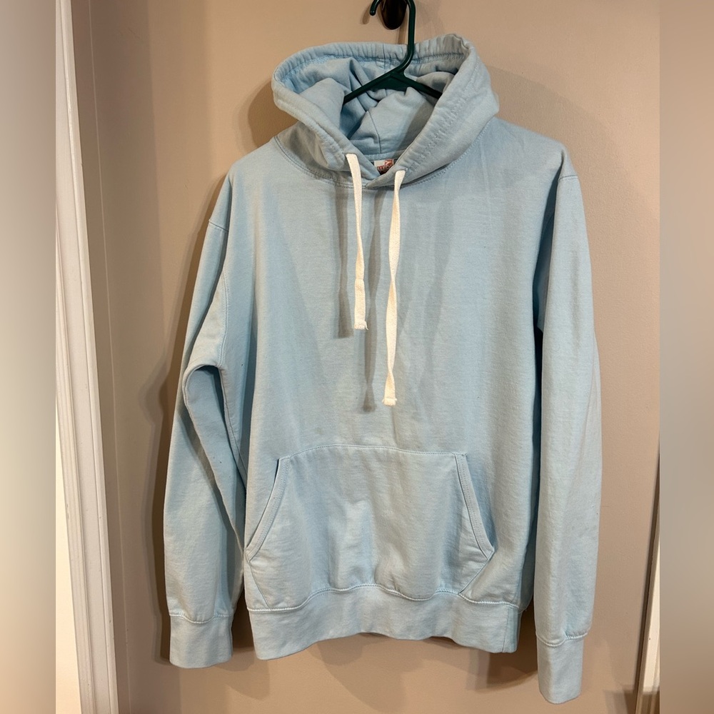Men’s size Medium Fleece Factory powder blue hoodie.  Excellent Condition
